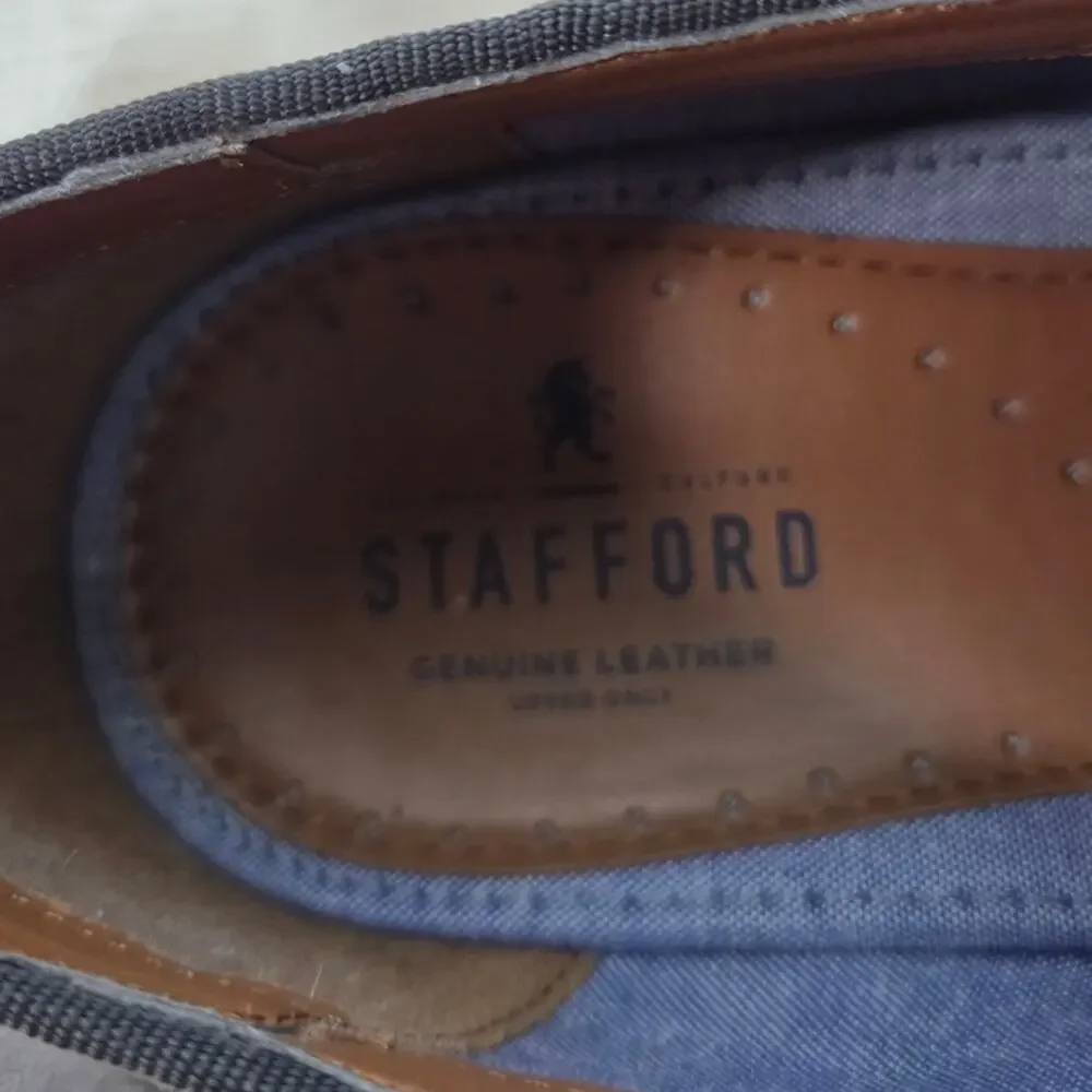 Stafford Men's Mison Gray Suede Water Resistant Oxford Dress Shoes Size 12